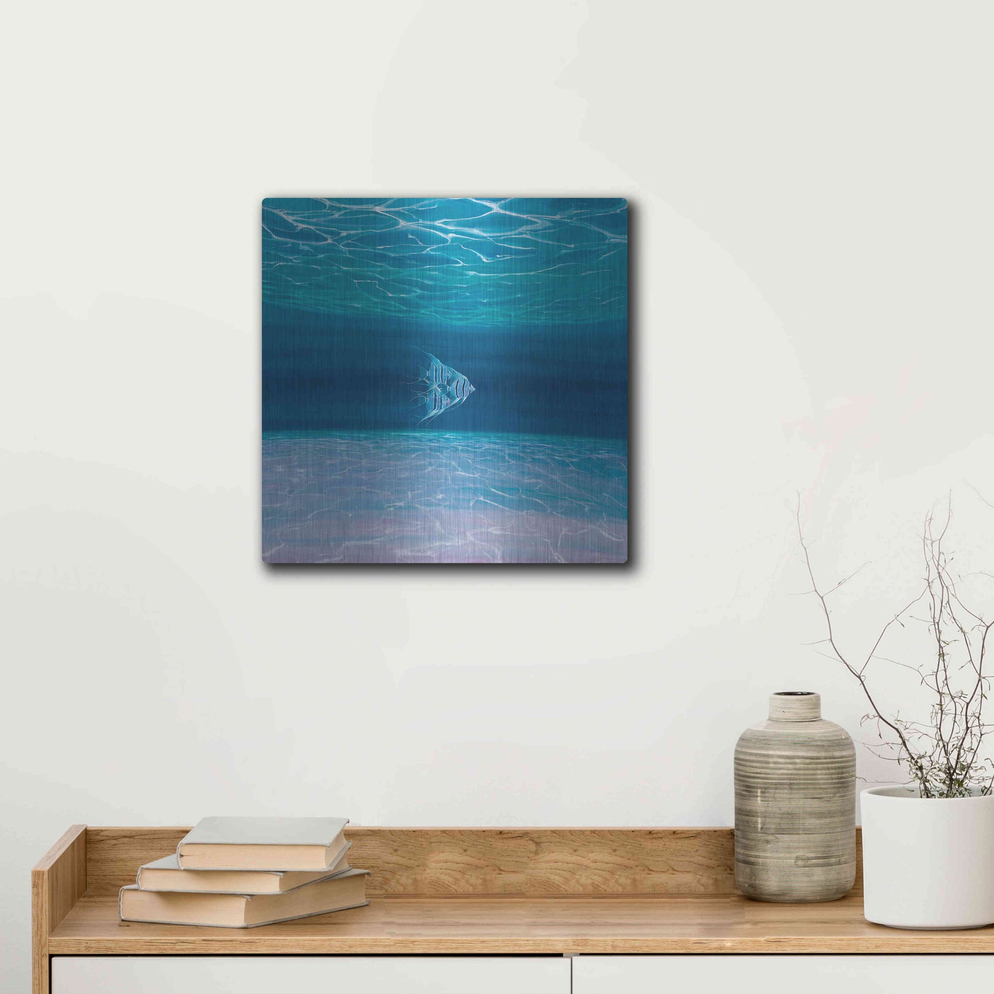 Luxe Metal Art 'Blue Angels Blue Sea' by Gill Bustamante, Metal Wall Art,12x12