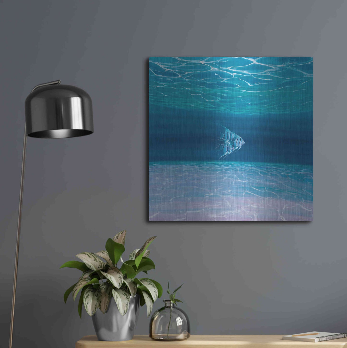 Luxe Metal Art 'Blue Angels Blue Sea' by Gill Bustamante, Metal Wall Art,24x24