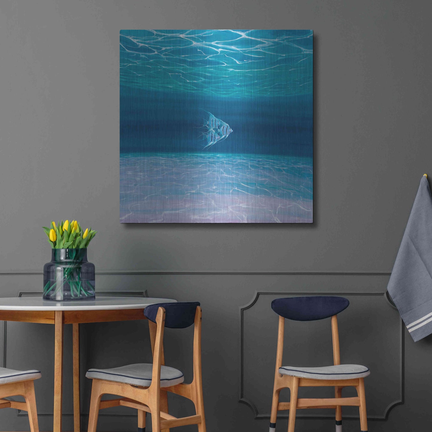 Luxe Metal Art 'Blue Angels Blue Sea' by Gill Bustamante, Metal Wall Art,36x36