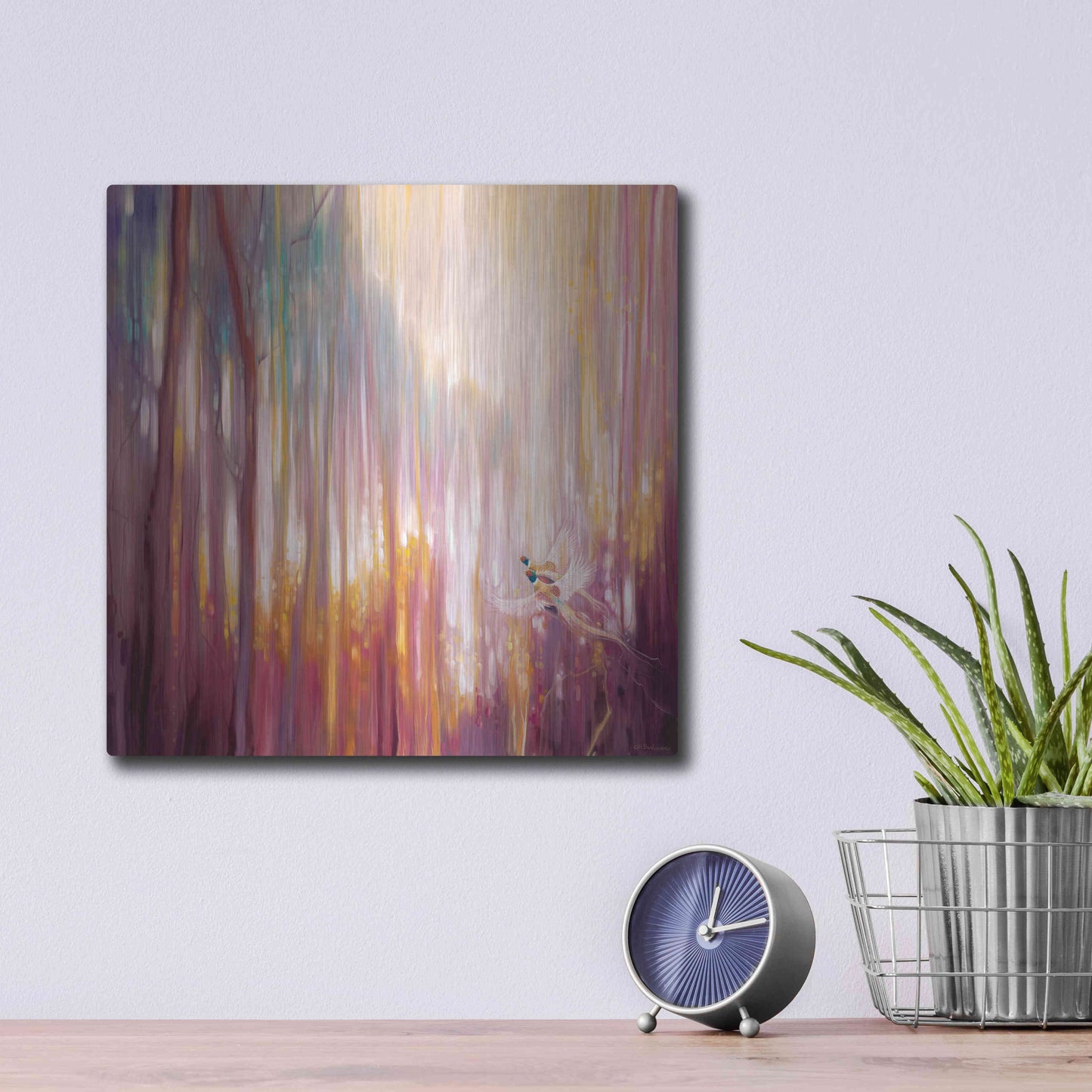 Luxe Metal Art 'Nebulous Forest' by Gill Bustamante, Metal Wall Art,12x12