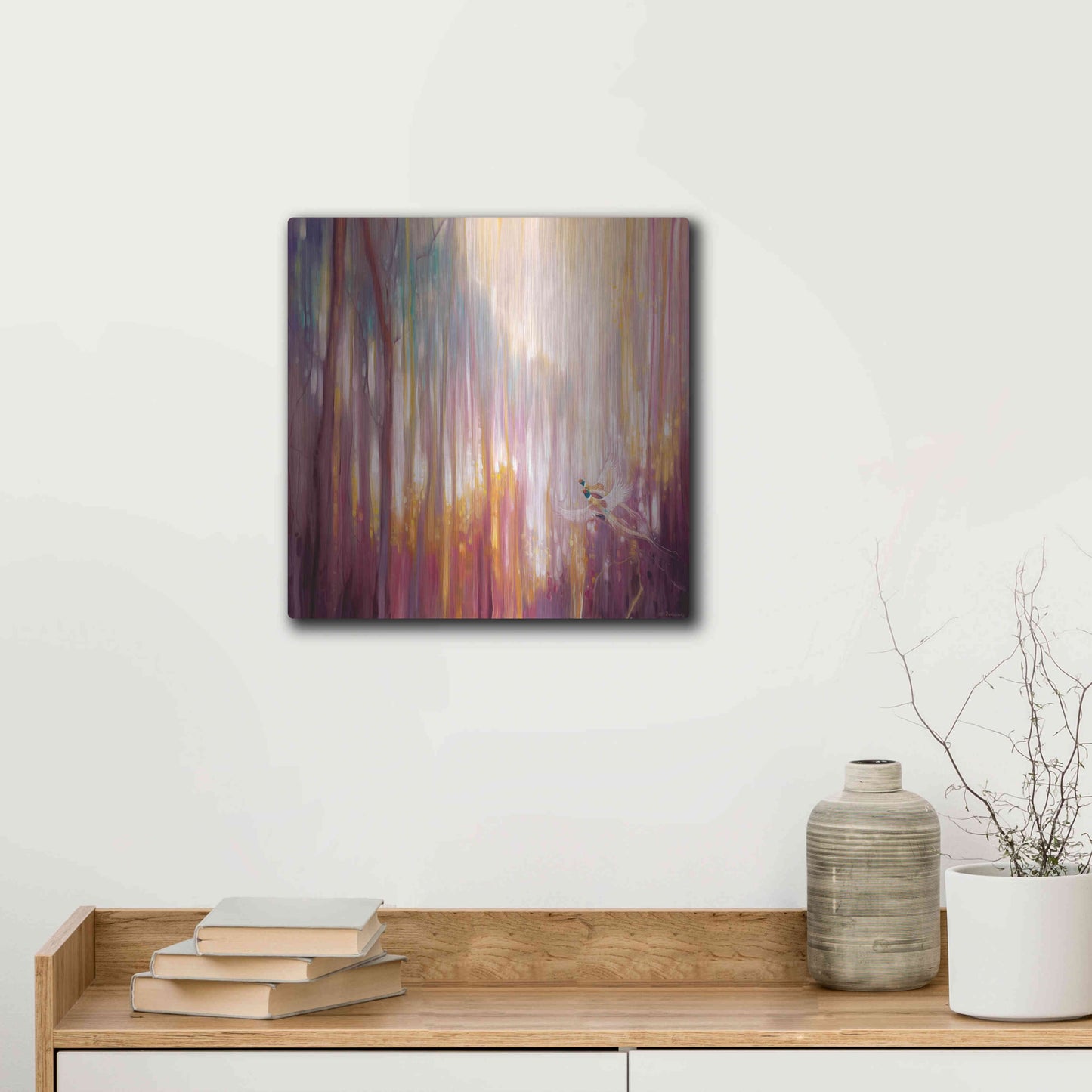 Luxe Metal Art 'Nebulous Forest' by Gill Bustamante, Metal Wall Art,12x12