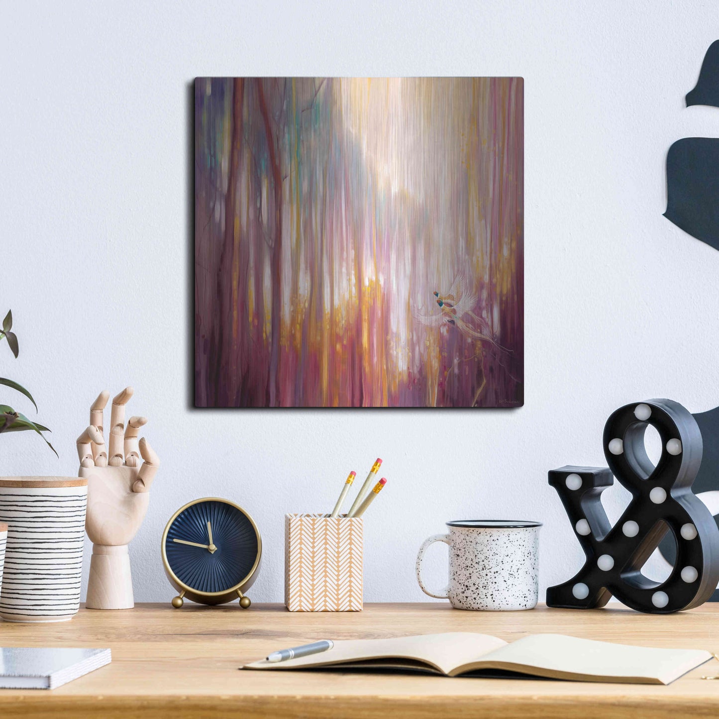 Luxe Metal Art 'Nebulous Forest' by Gill Bustamante, Metal Wall Art,12x12