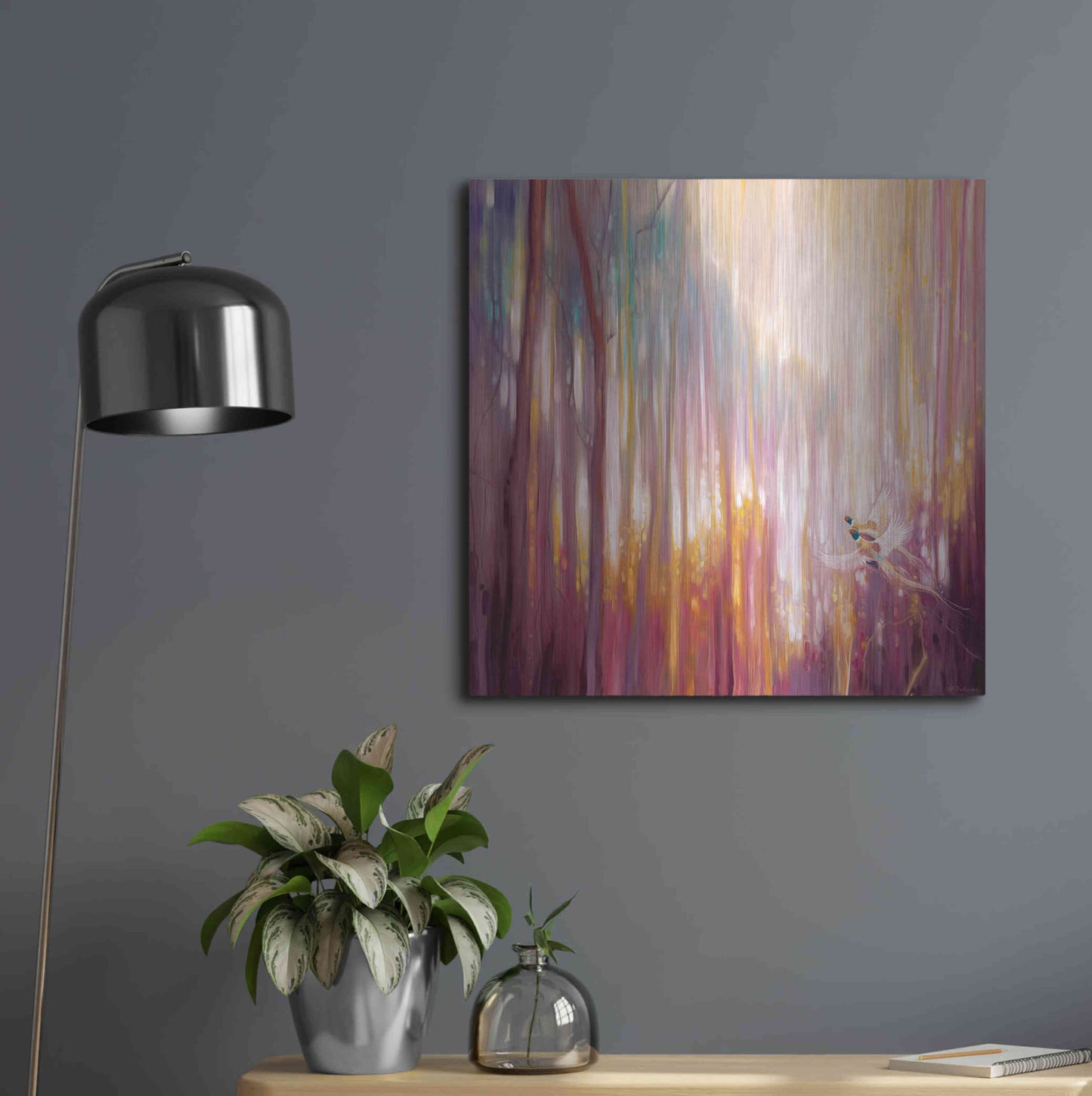 Luxe Metal Art 'Nebulous Forest' by Gill Bustamante, Metal Wall Art,24x24