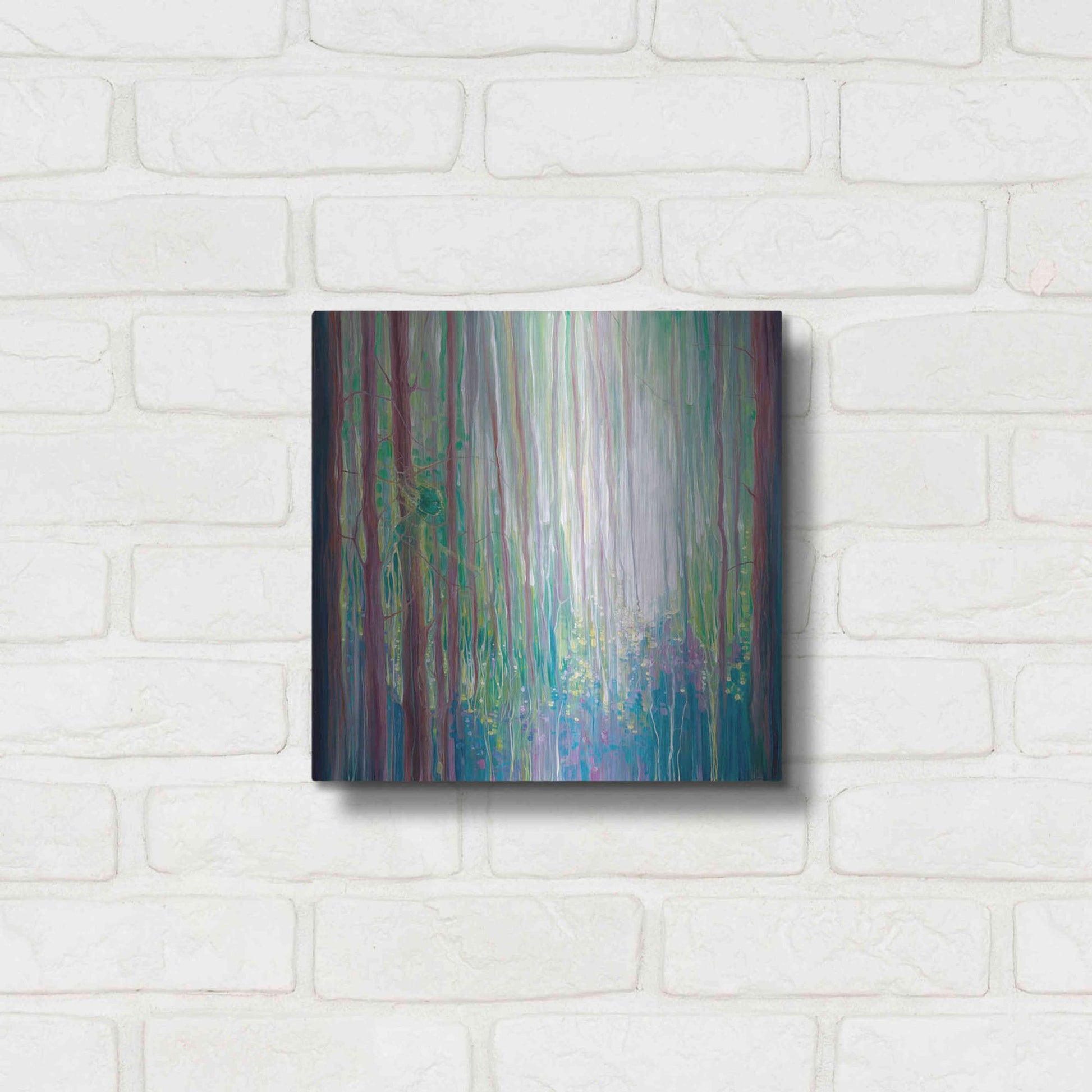 Luxe Metal Art 'The Dryads Bluebell Wood' by Gill Bustamante, Metal Wall Art,12x12