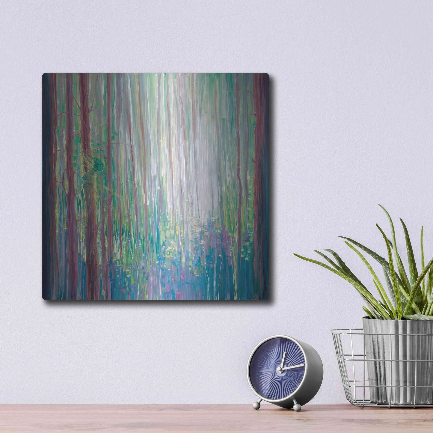 Luxe Metal Art 'The Dryads Bluebell Wood' by Gill Bustamante, Metal Wall Art,12x12