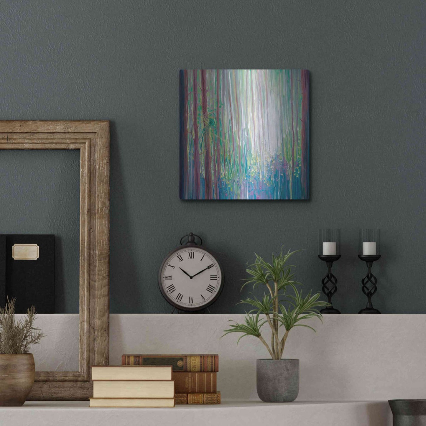 Luxe Metal Art 'The Dryads Bluebell Wood' by Gill Bustamante, Metal Wall Art,12x12