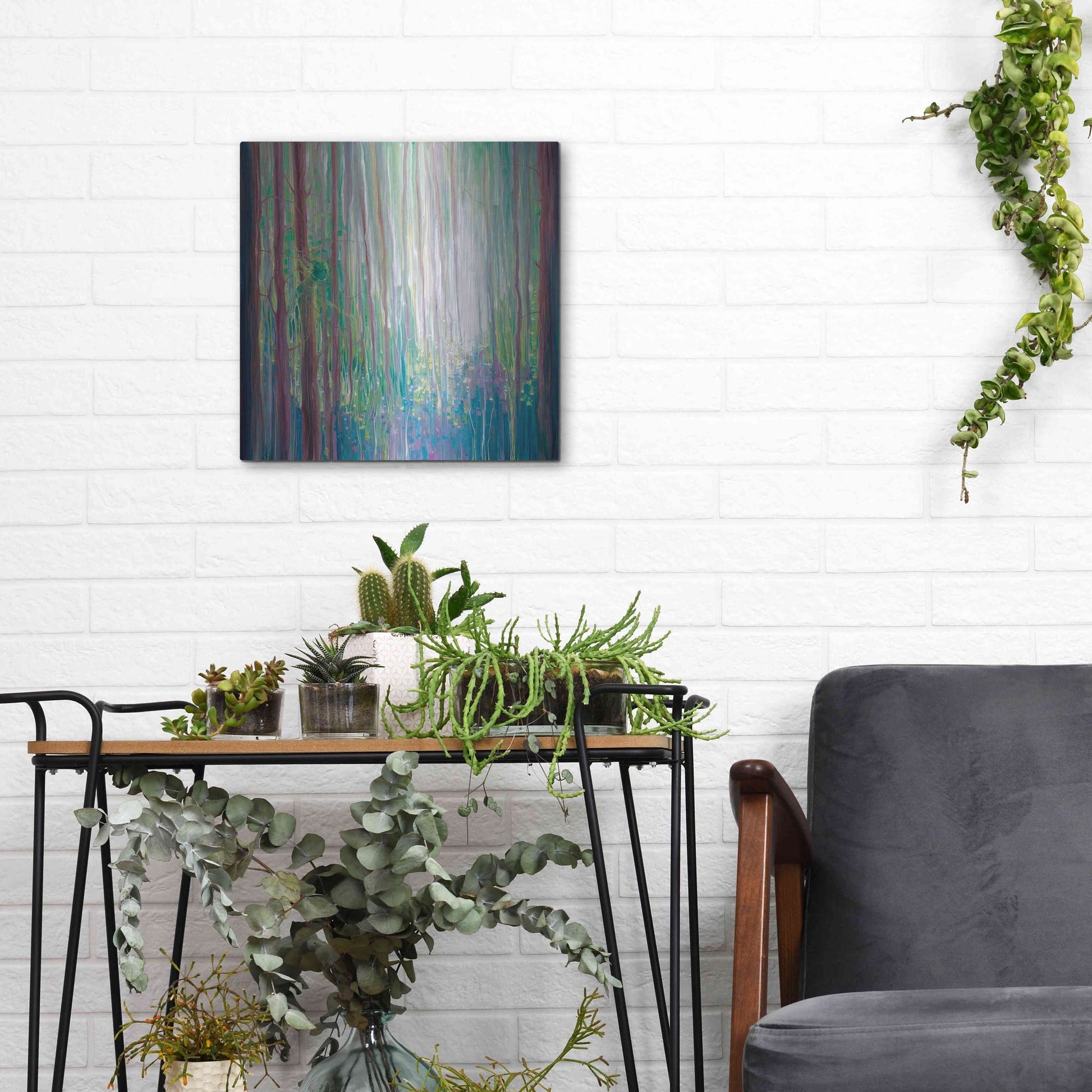 Luxe Metal Art 'The Dryads Bluebell Wood' by Gill Bustamante, Metal Wall Art,12x12