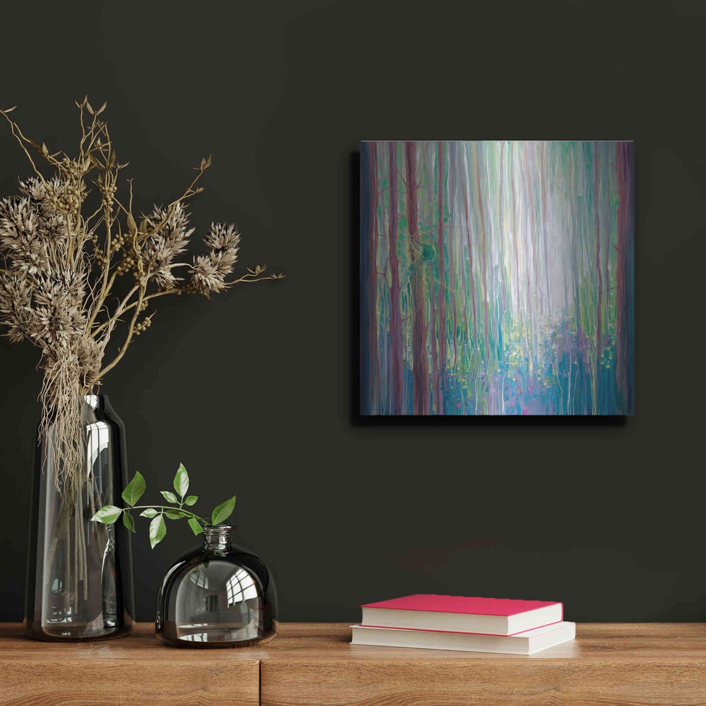 Luxe Metal Art 'The Dryads Bluebell Wood' by Gill Bustamante, Metal Wall Art,12x12