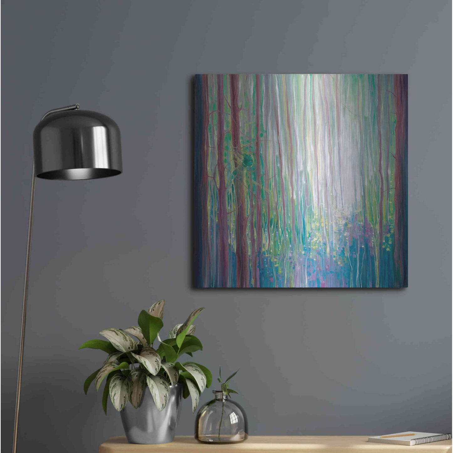 Luxe Metal Art 'The Dryads Bluebell Wood' by Gill Bustamante, Metal Wall Art,24x24