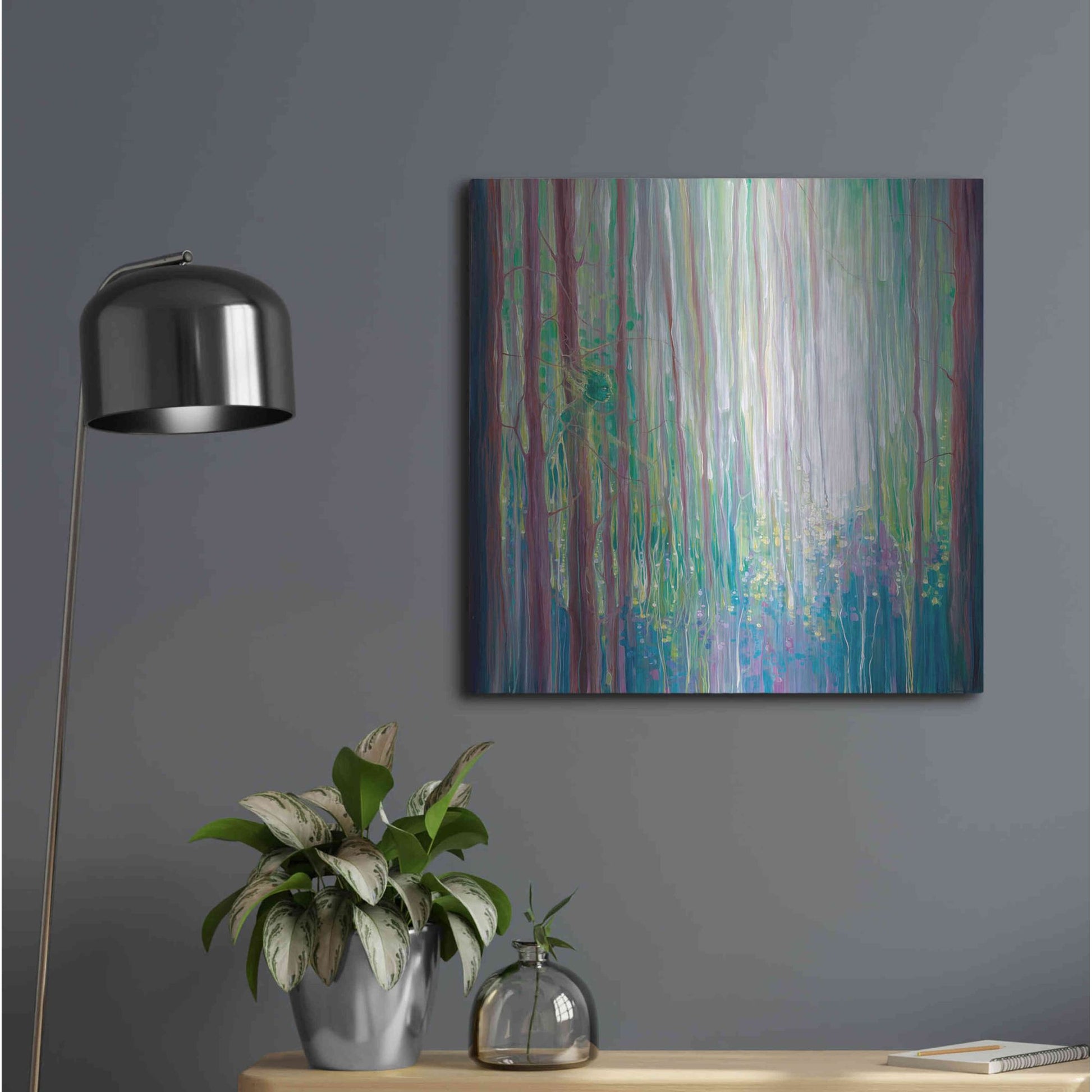 Luxe Metal Art 'The Dryads Bluebell Wood' by Gill Bustamante, Metal Wall Art,24x24