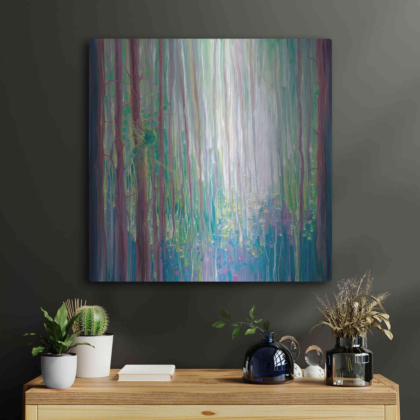 Luxe Metal Art 'The Dryads Bluebell Wood' by Gill Bustamante, Metal Wall Art,24x24