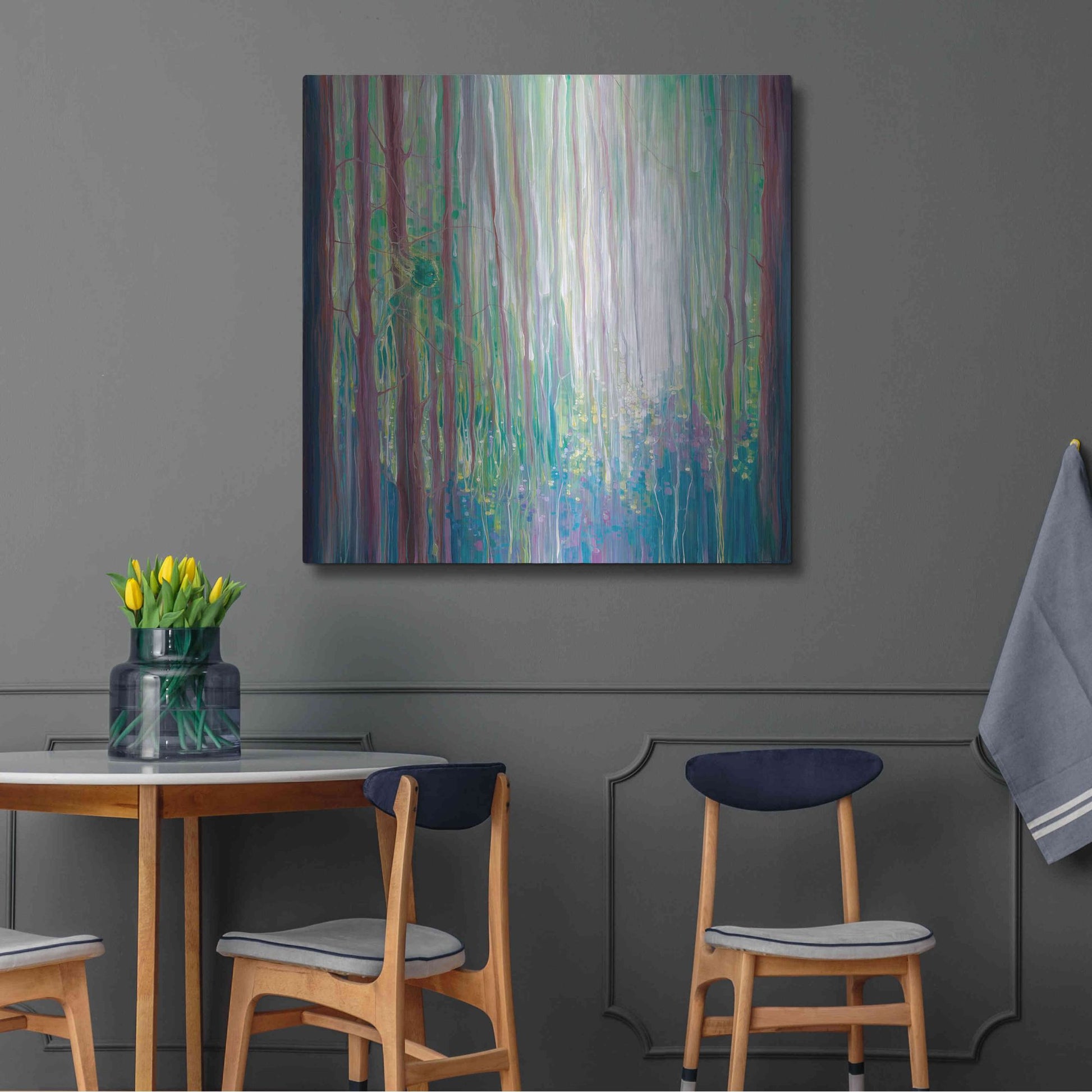 Luxe Metal Art 'The Dryads Bluebell Wood' by Gill Bustamante, Metal Wall Art,36x36