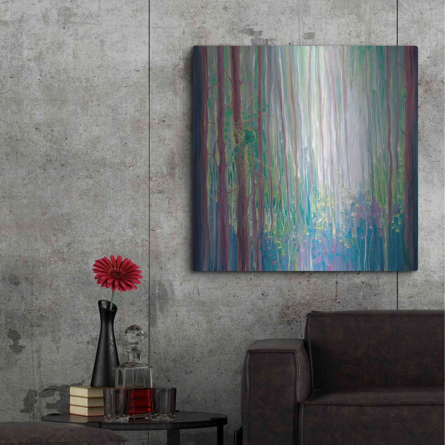 Luxe Metal Art 'The Dryads Bluebell Wood' by Gill Bustamante, Metal Wall Art,36x36