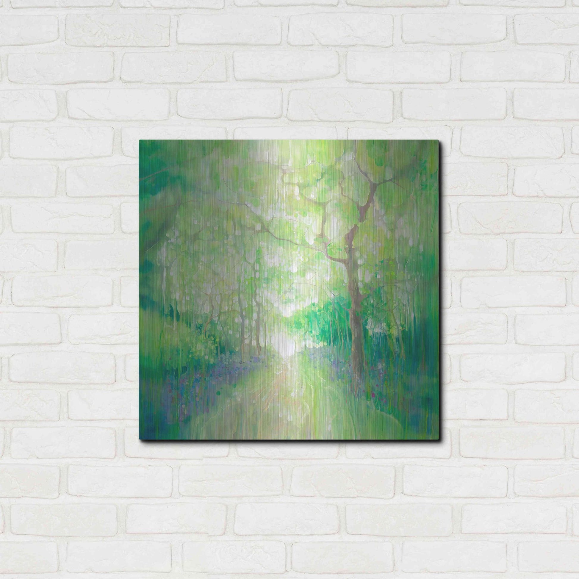 Luxe Metal Art 'Green Forest Calling' by Gill Bustamante, Metal Wall Art,24x24