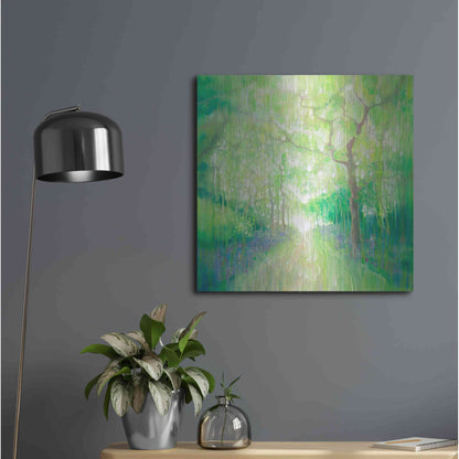 Luxe Metal Art 'Green Forest Calling' by Gill Bustamante, Metal Wall Art,24x24