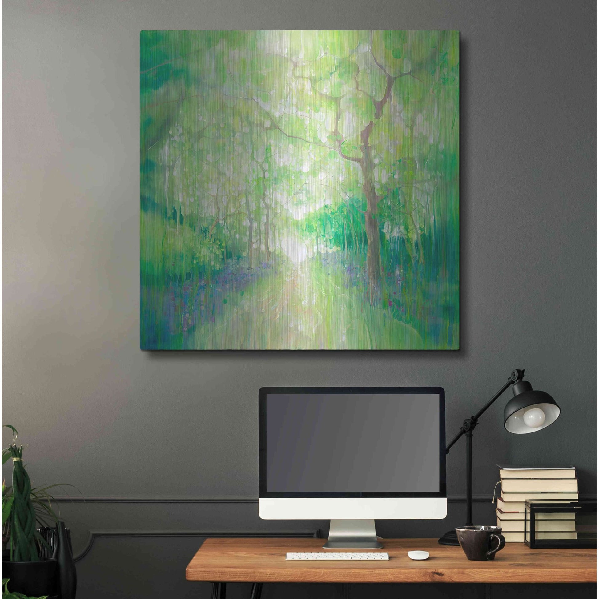 Luxe Metal Art 'Green Forest Calling' by Gill Bustamante, Metal Wall Art,36x36