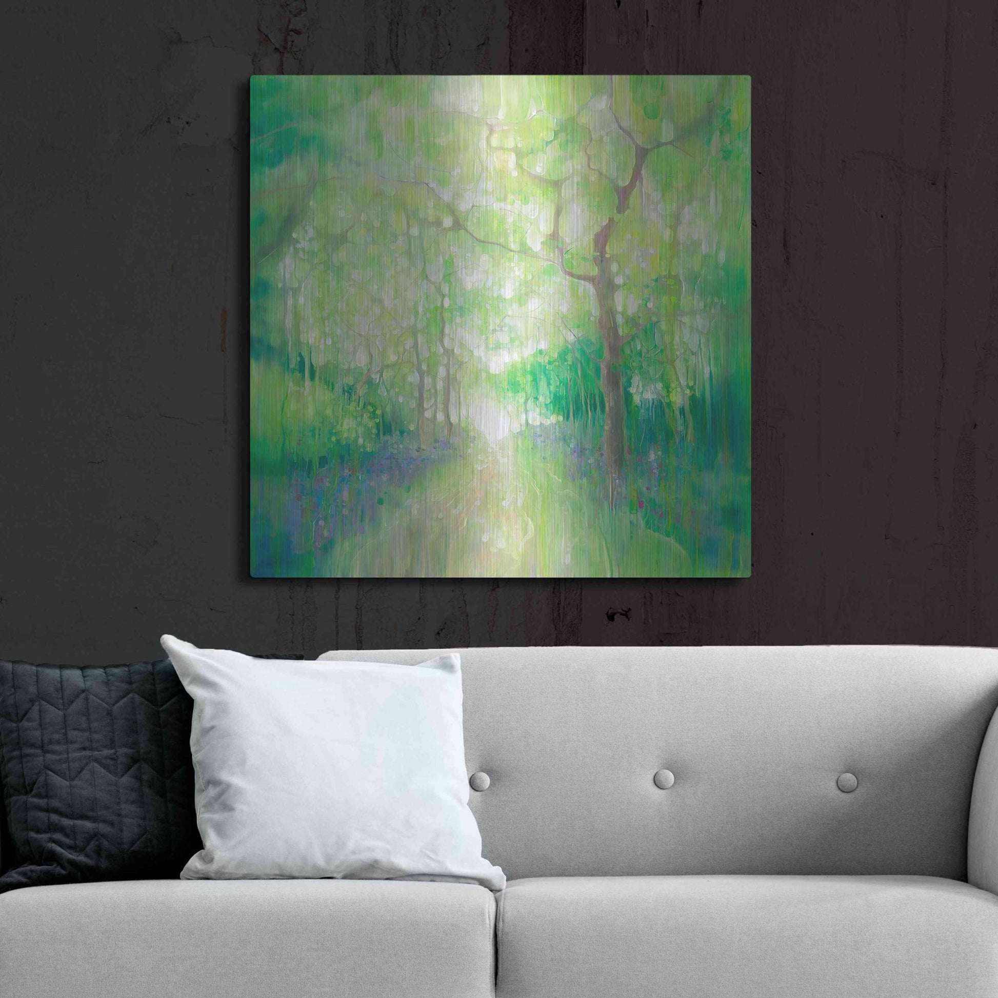 Luxe Metal Art 'Green Forest Calling' by Gill Bustamante, Metal Wall Art,36x36