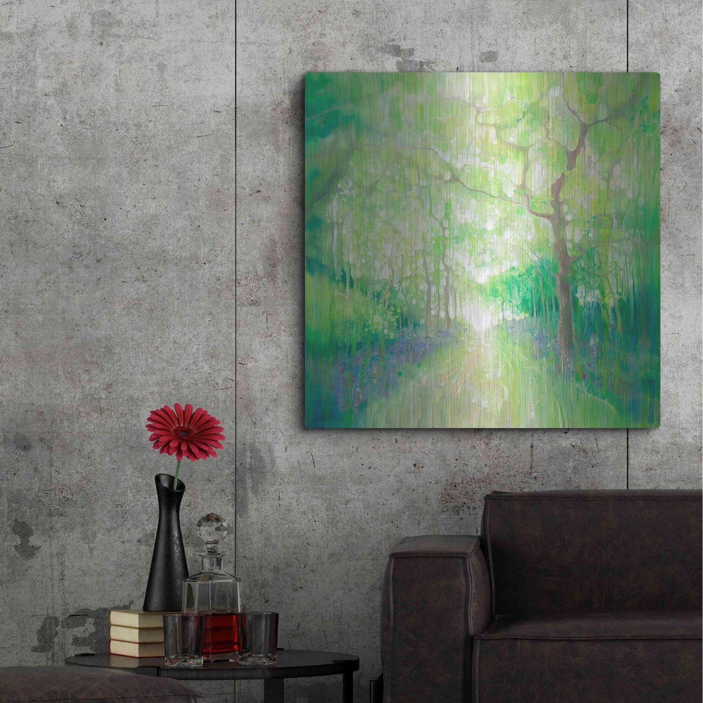 Luxe Metal Art 'Green Forest Calling' by Gill Bustamante, Metal Wall Art,36x36