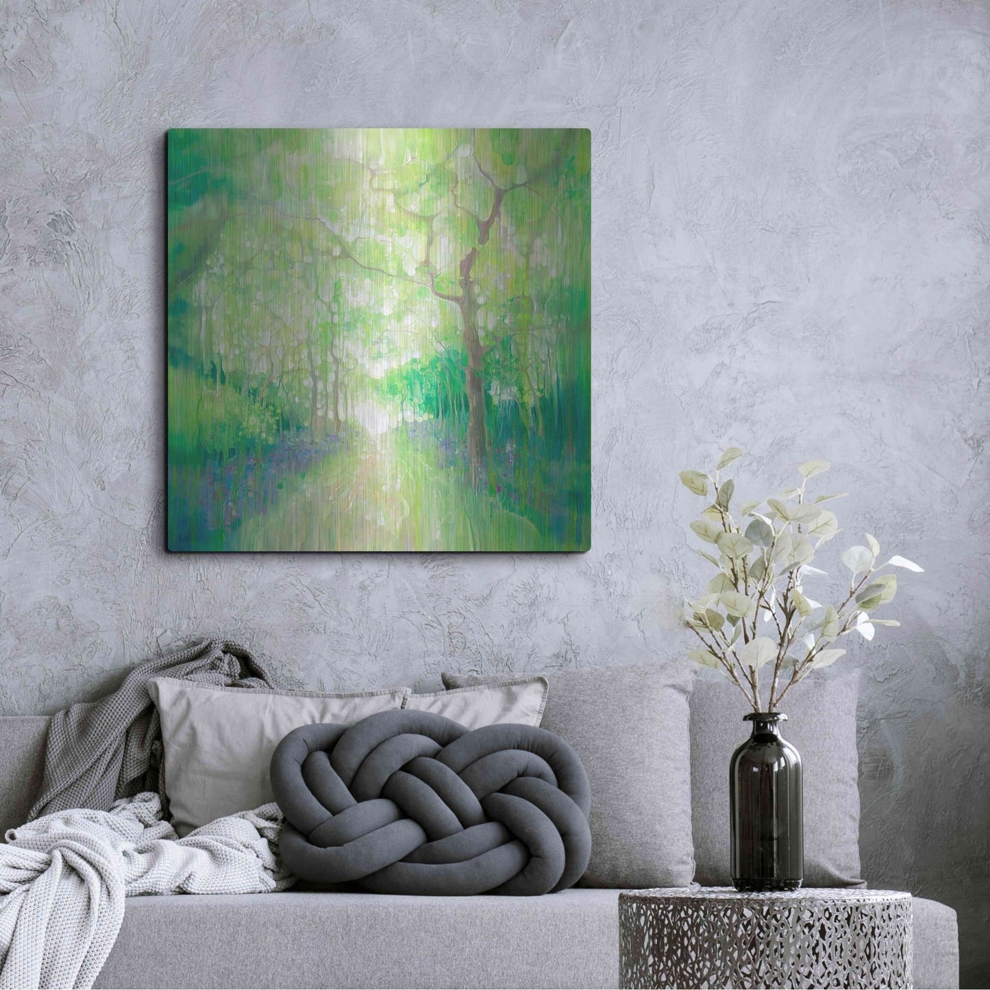 Luxe Metal Art 'Green Forest Calling' by Gill Bustamante, Metal Wall Art,36x36