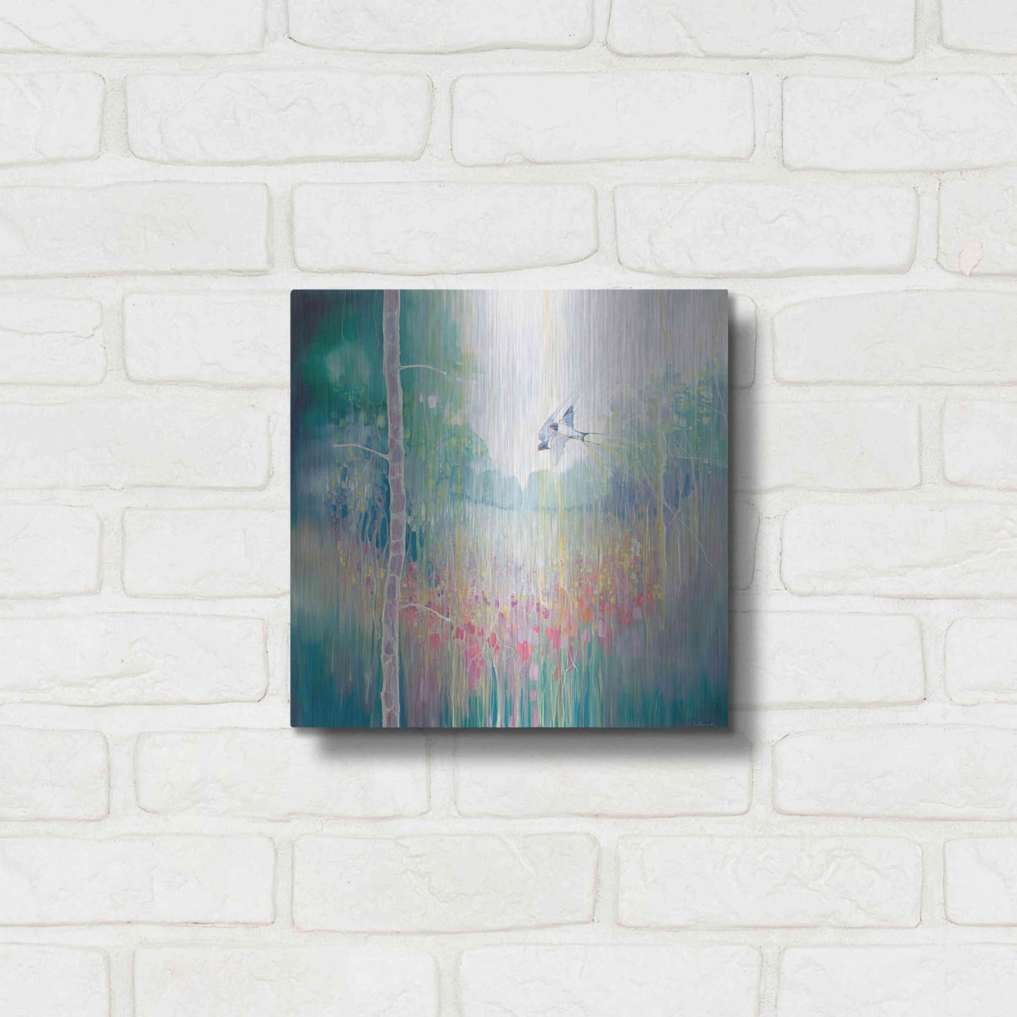 Luxe Metal Art 'Weaving Summer' by Gill Bustamante, Metal Wall Art,12x12