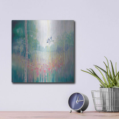 Luxe Metal Art 'Weaving Summer' by Gill Bustamante, Metal Wall Art,12x12