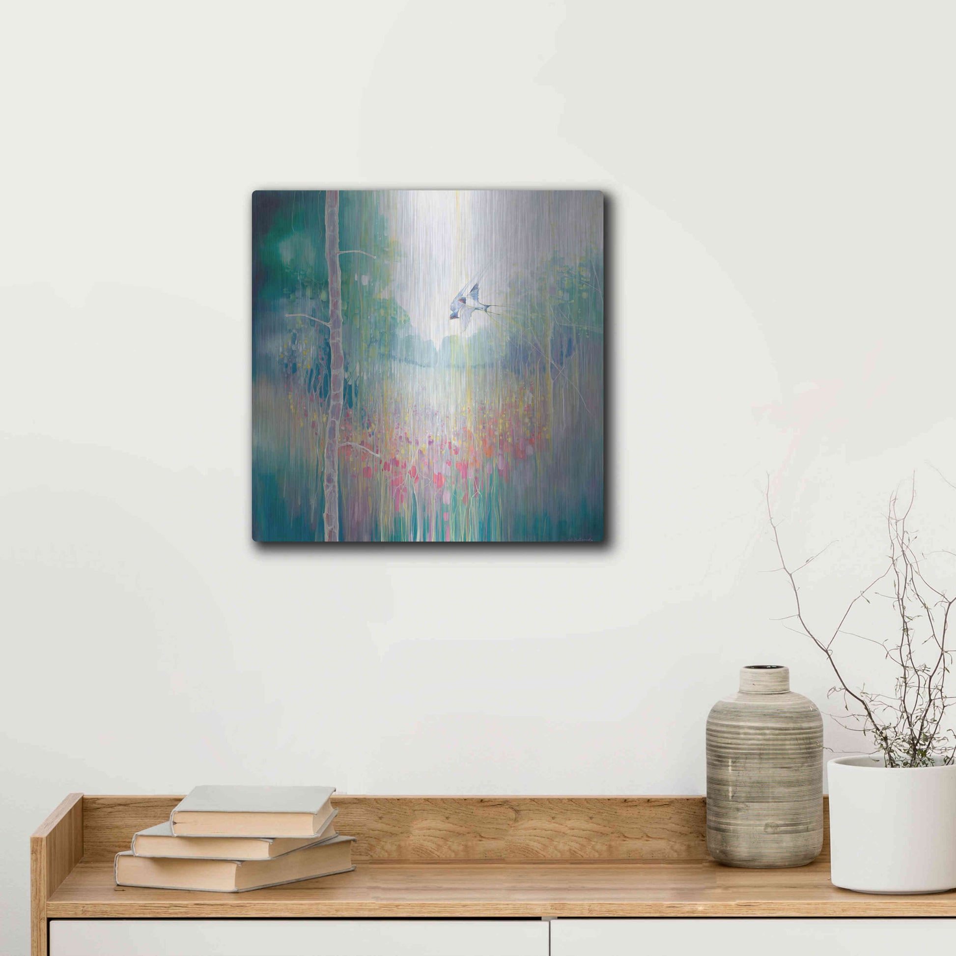 Luxe Metal Art 'Weaving Summer' by Gill Bustamante, Metal Wall Art,12x12