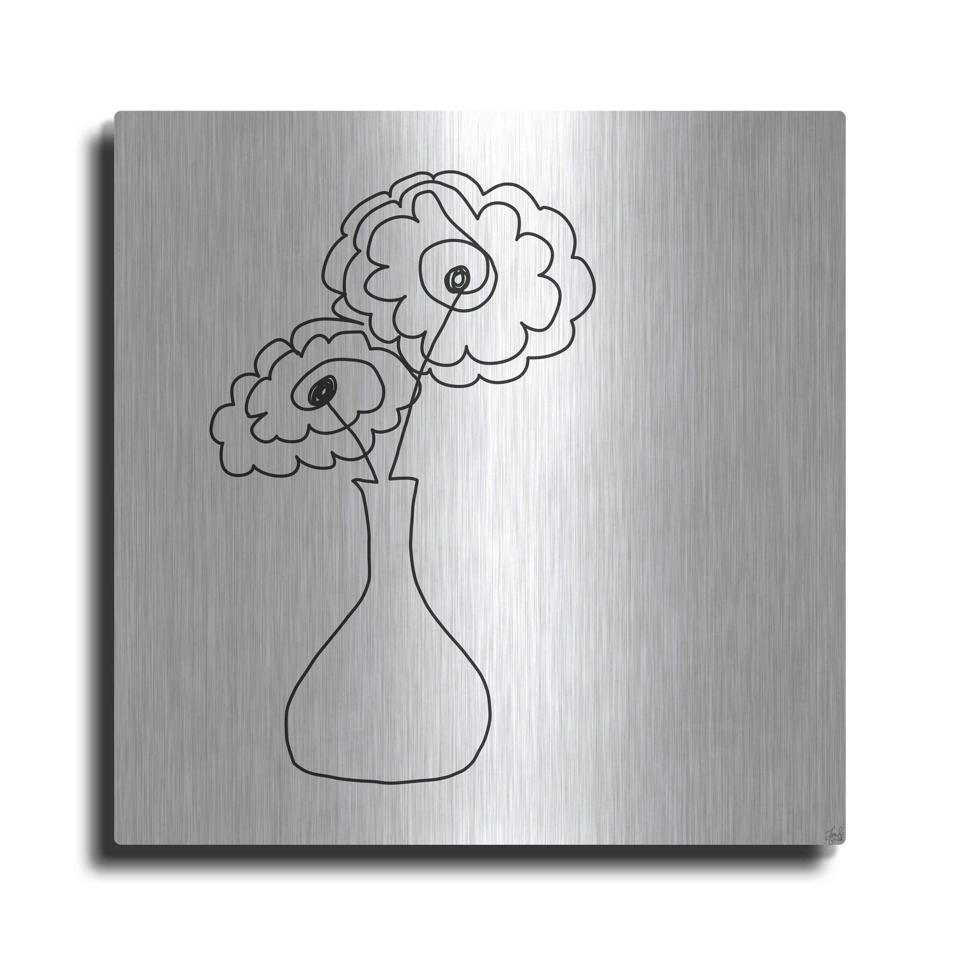 Luxe Metal Art 'Floral Bouquet 1' by Line and Brush, Metal Wall Art