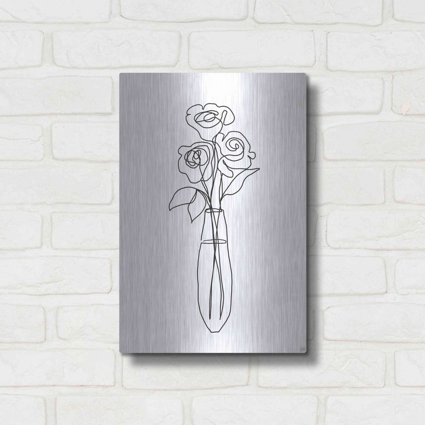 Luxe Metal Art 'Floral Bunch 3' by Line and Brush, Metal Wall Art,12x16