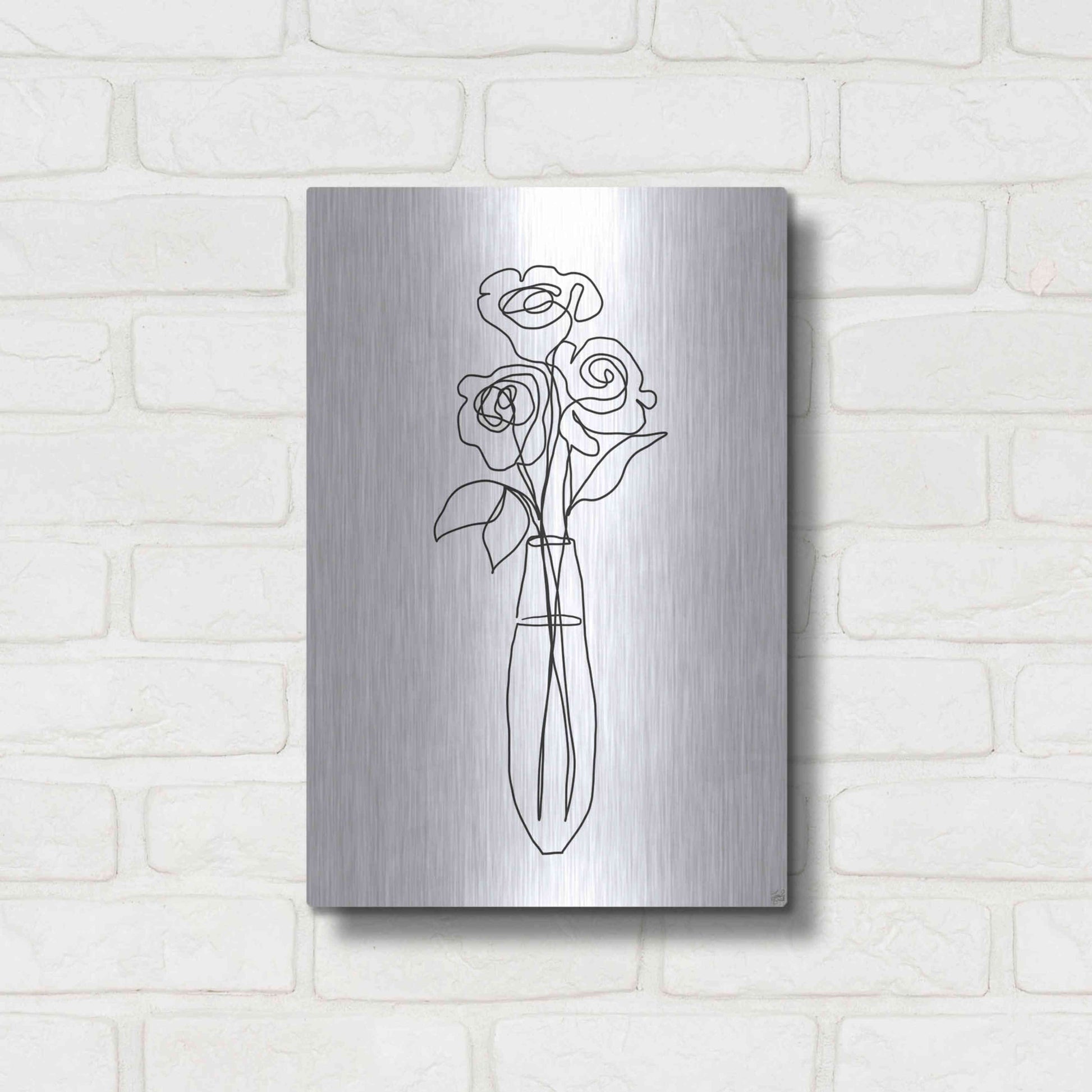 Luxe Metal Art 'Floral Bunch 3' by Line and Brush, Metal Wall Art,12x16