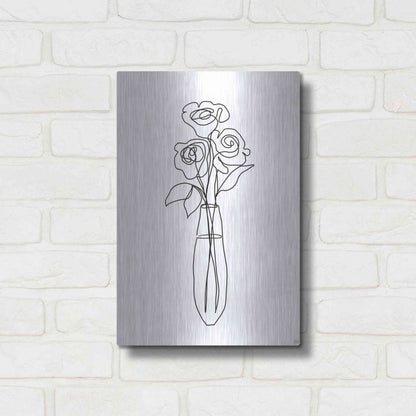 Luxe Metal Art 'Floral Bunch 3' by Line and Brush, Metal Wall Art,12x16