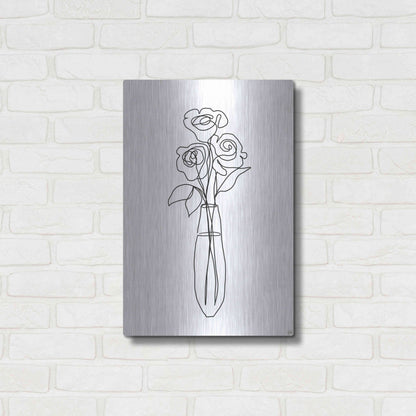 Luxe Metal Art 'Floral Bunch 3' by Line and Brush, Metal Wall Art,16x24