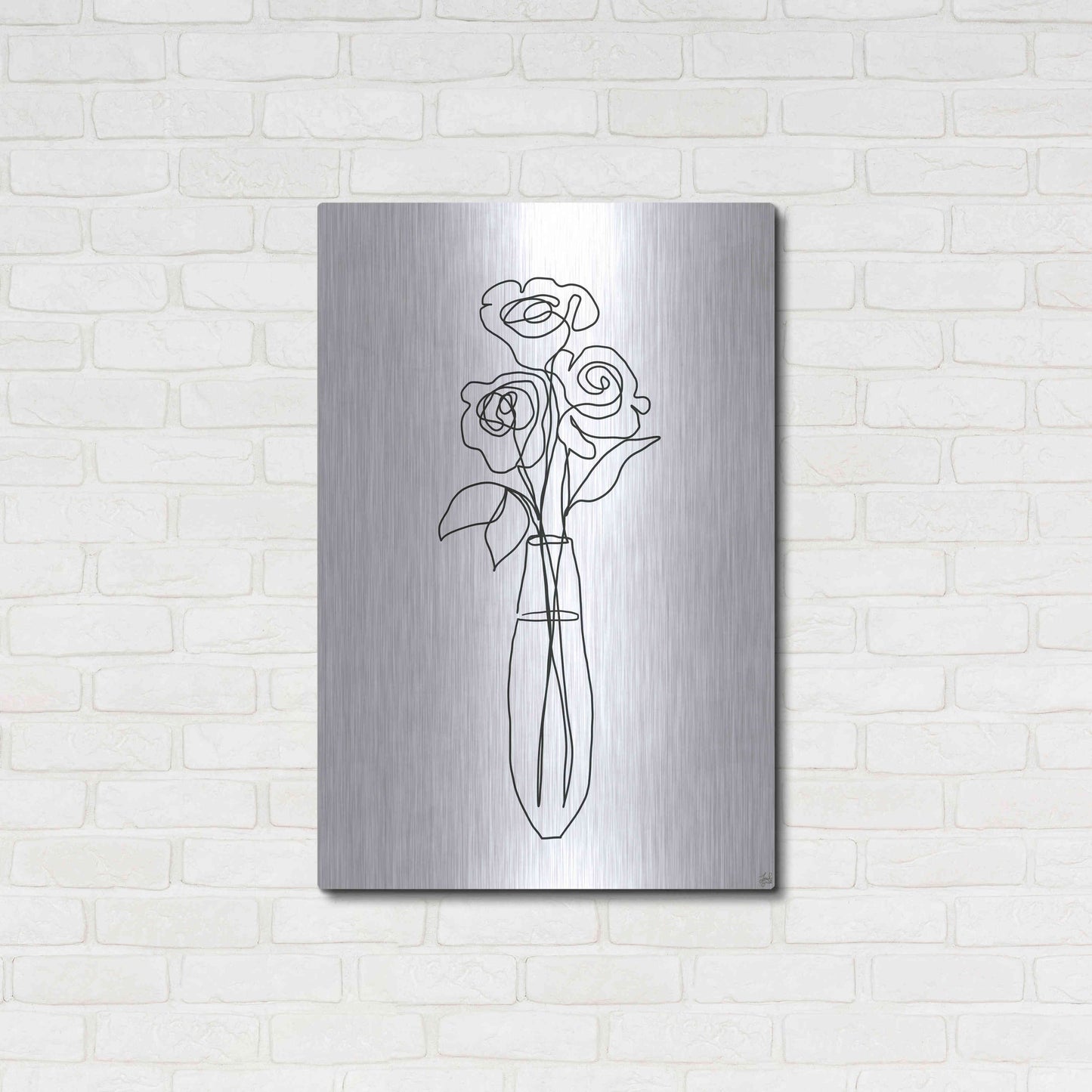 Luxe Metal Art 'Floral Bunch 3' by Line and Brush, Metal Wall Art,24x36