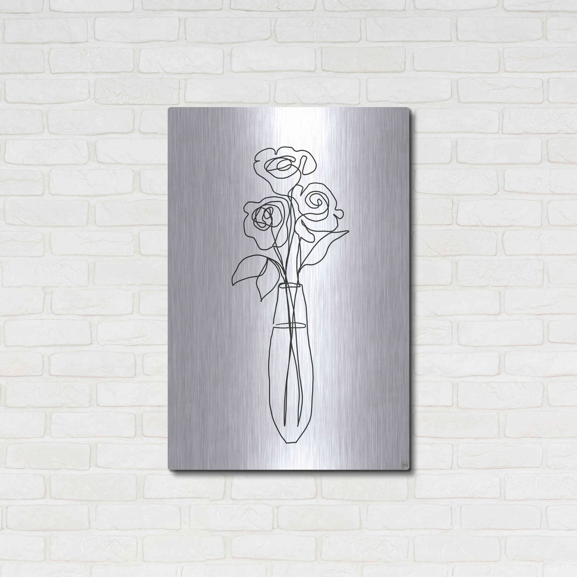 Luxe Metal Art 'Floral Bunch 3' by Line and Brush, Metal Wall Art,24x36