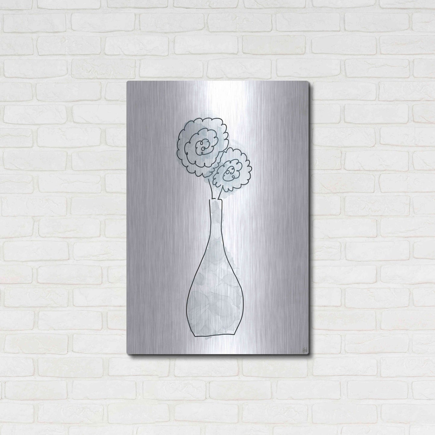 Luxe Metal Art 'Floral Glass Bunch 1' by Line and Brush, Metal Wall Art,24x36