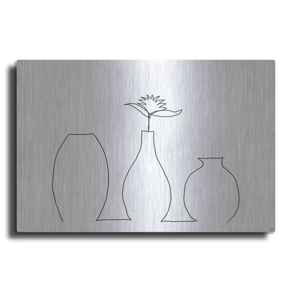 Luxe Metal Art 'Floral Set Still Life 1' by Line and Brush, Metal Wall Art