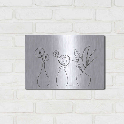 Luxe Metal Art 'Floral Set Still Life 4' by Line and Brush, Metal Wall Art,16x12