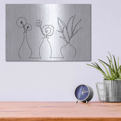 Luxe Metal Art 'Floral Set Still Life 4' by Line and Brush, Metal Wall Art,16x12