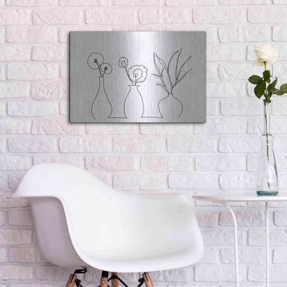 Luxe Metal Art 'Floral Set Still Life 4' by Line and Brush, Metal Wall Art,24x16