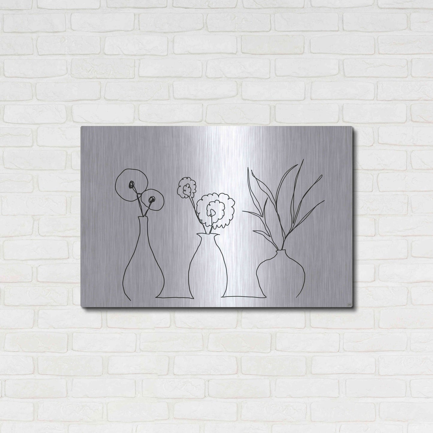 Luxe Metal Art 'Floral Set Still Life 4' by Line and Brush, Metal Wall Art,36x24