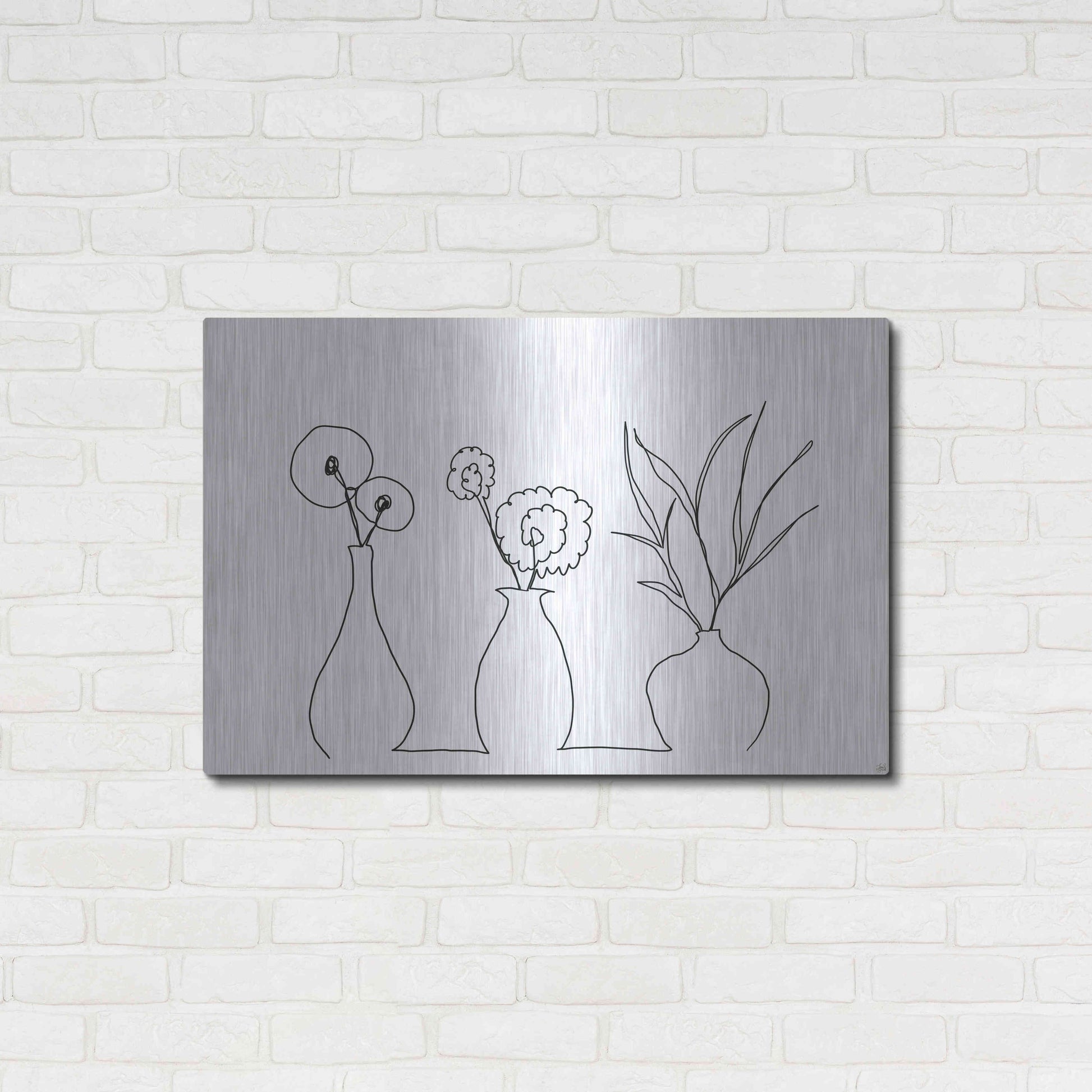 Luxe Metal Art 'Floral Set Still Life 4' by Line and Brush, Metal Wall Art,36x24