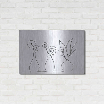 Luxe Metal Art 'Floral Set Still Life 4' by Line and Brush, Metal Wall Art,36x24