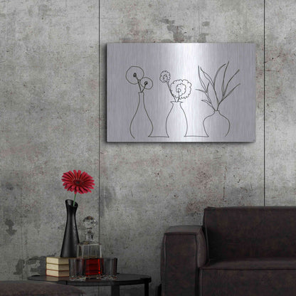 Luxe Metal Art 'Floral Set Still Life 4' by Line and Brush, Metal Wall Art,36x24