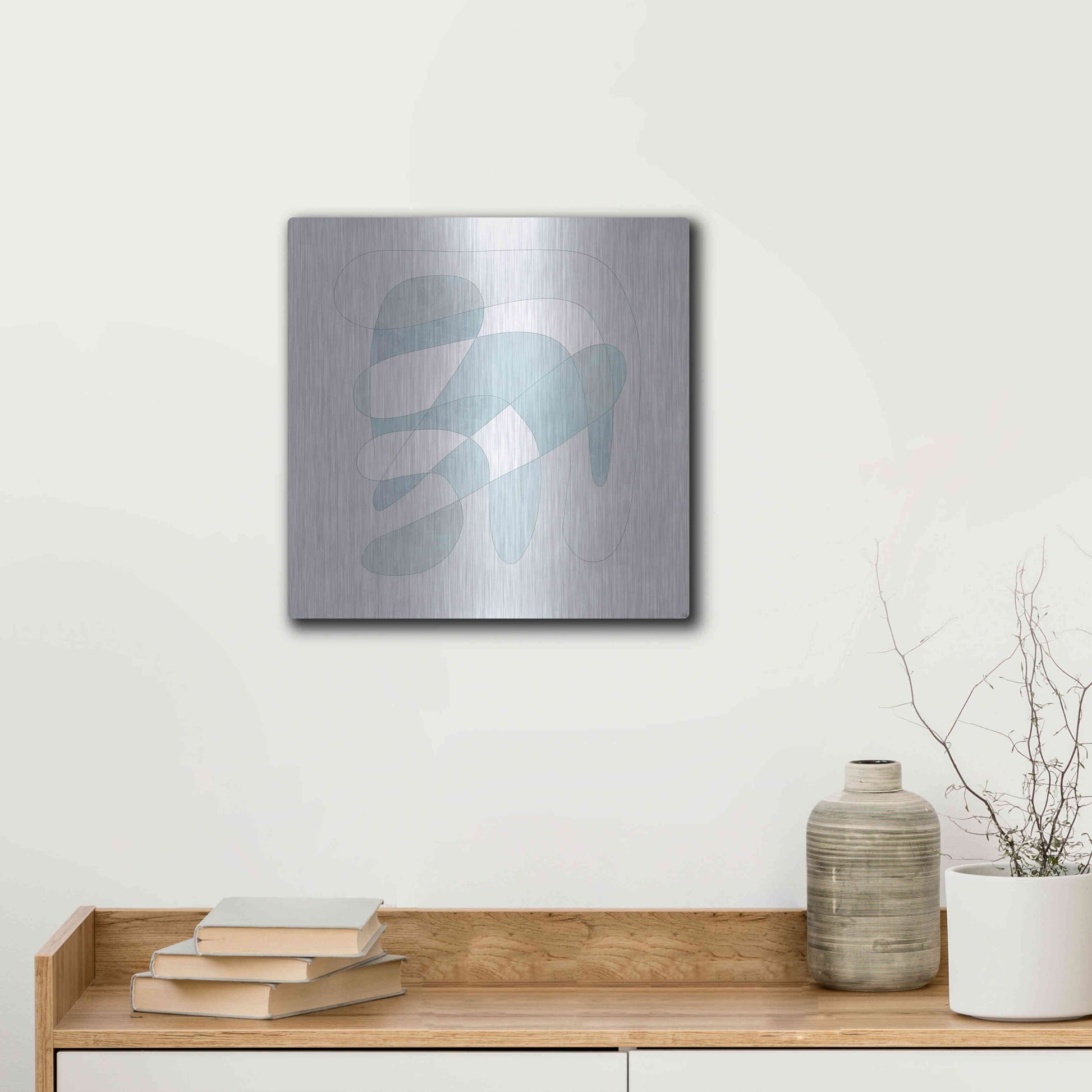 Luxe Metal Art 'Light Line N Fill 2' by Line and Brush, Metal Wall Art,12x12