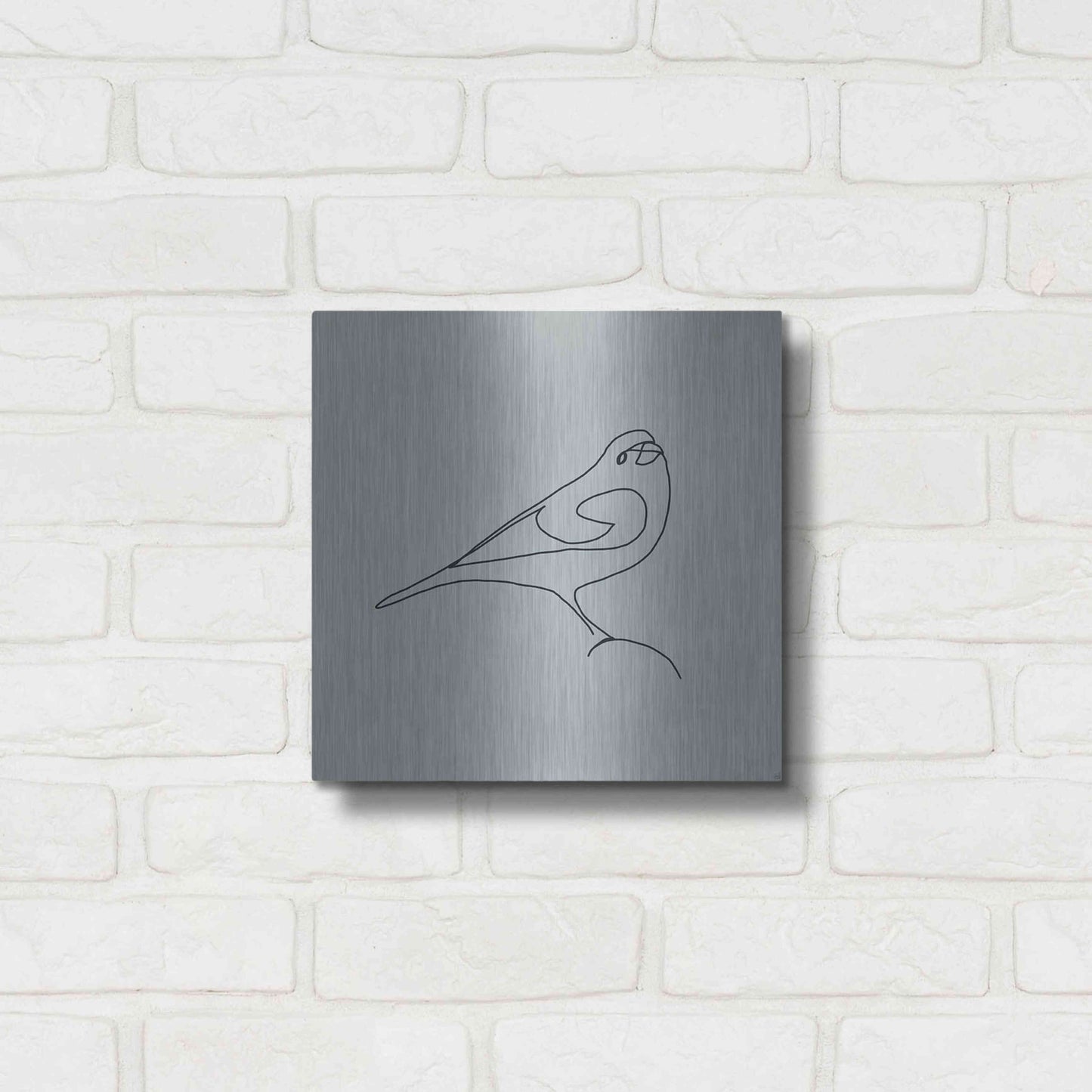 Luxe Metal Art 'Line Bird 1' by Line and Brush, Metal Wall Art,12x12