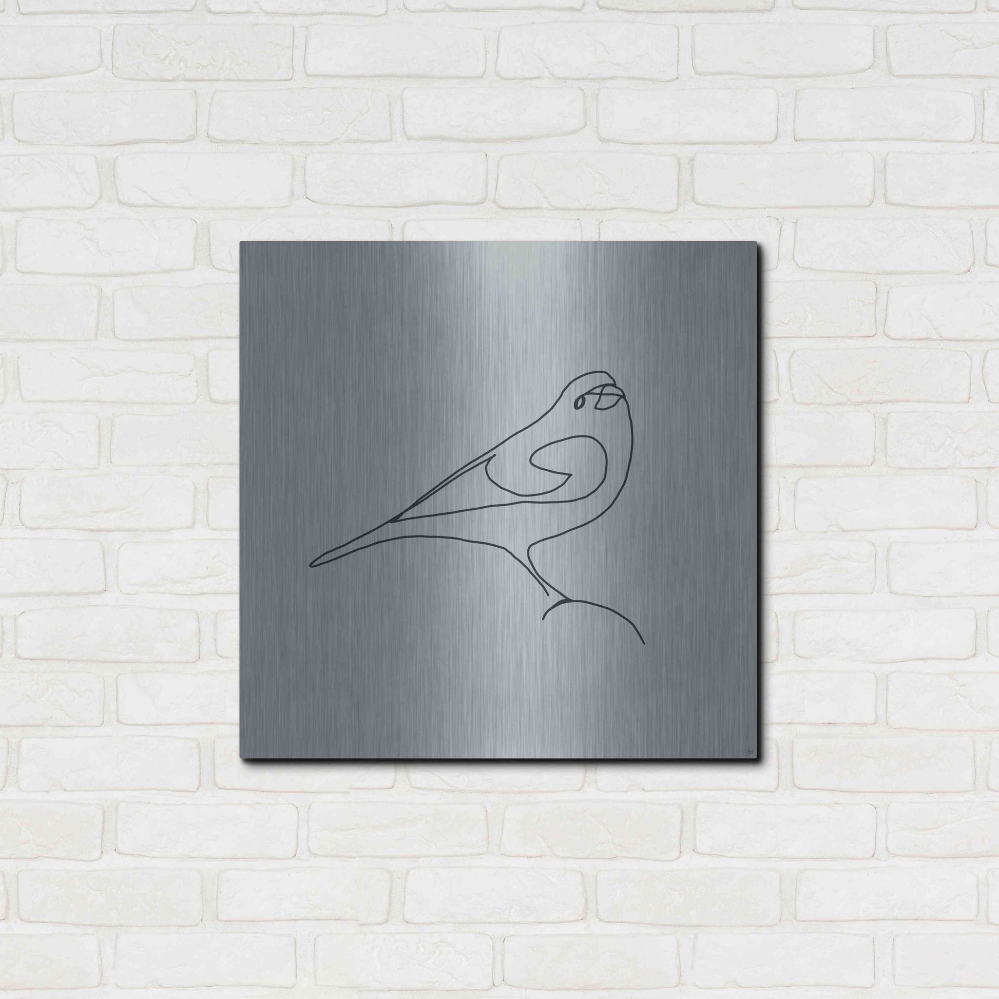 Luxe Metal Art 'Line Bird 1' by Line and Brush, Metal Wall Art,24x24