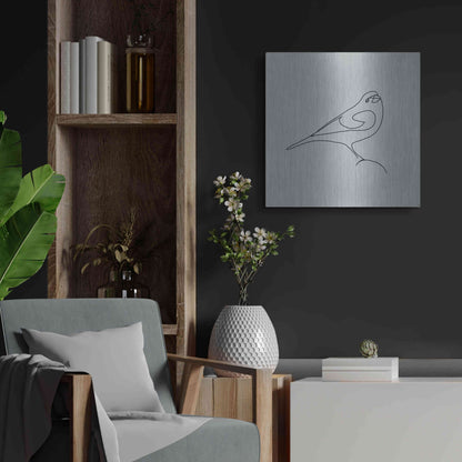 Luxe Metal Art 'Line Bird 1' by Line and Brush, Metal Wall Art,24x24