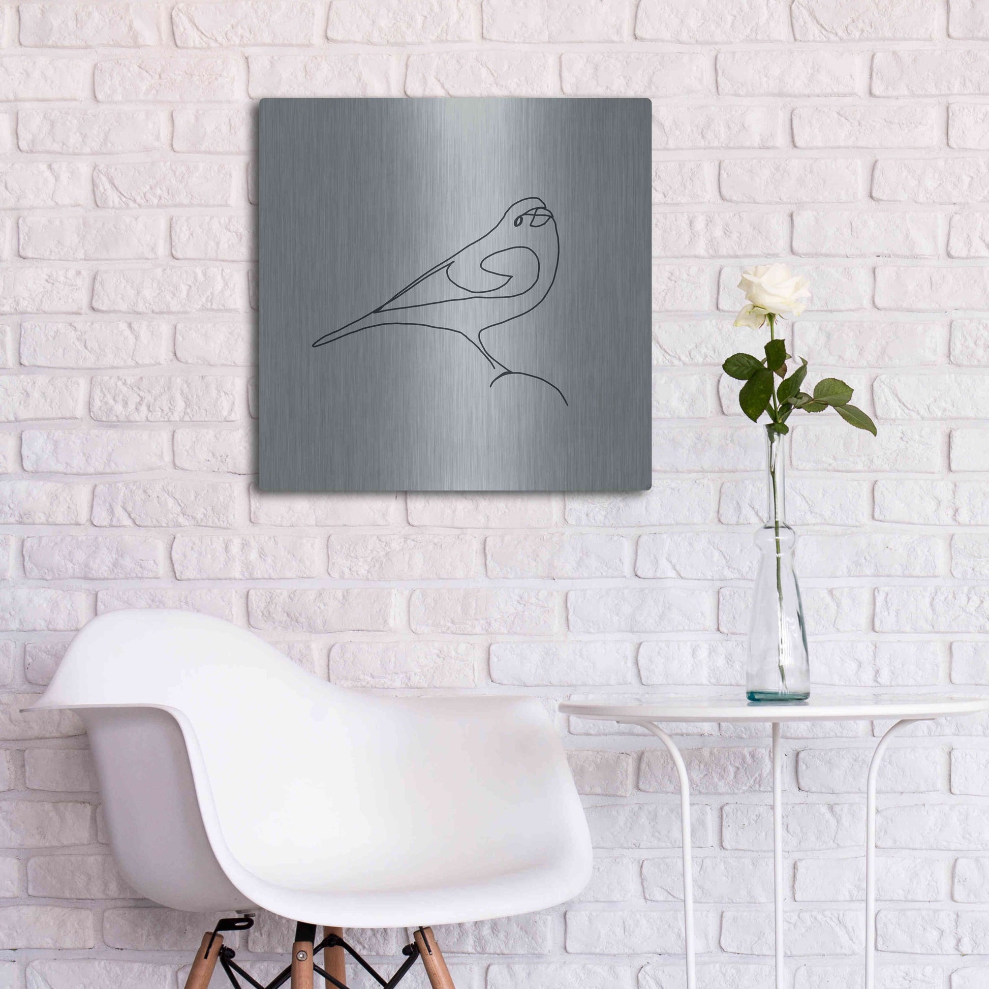 Luxe Metal Art 'Line Bird 1' by Line and Brush, Metal Wall Art,24x24