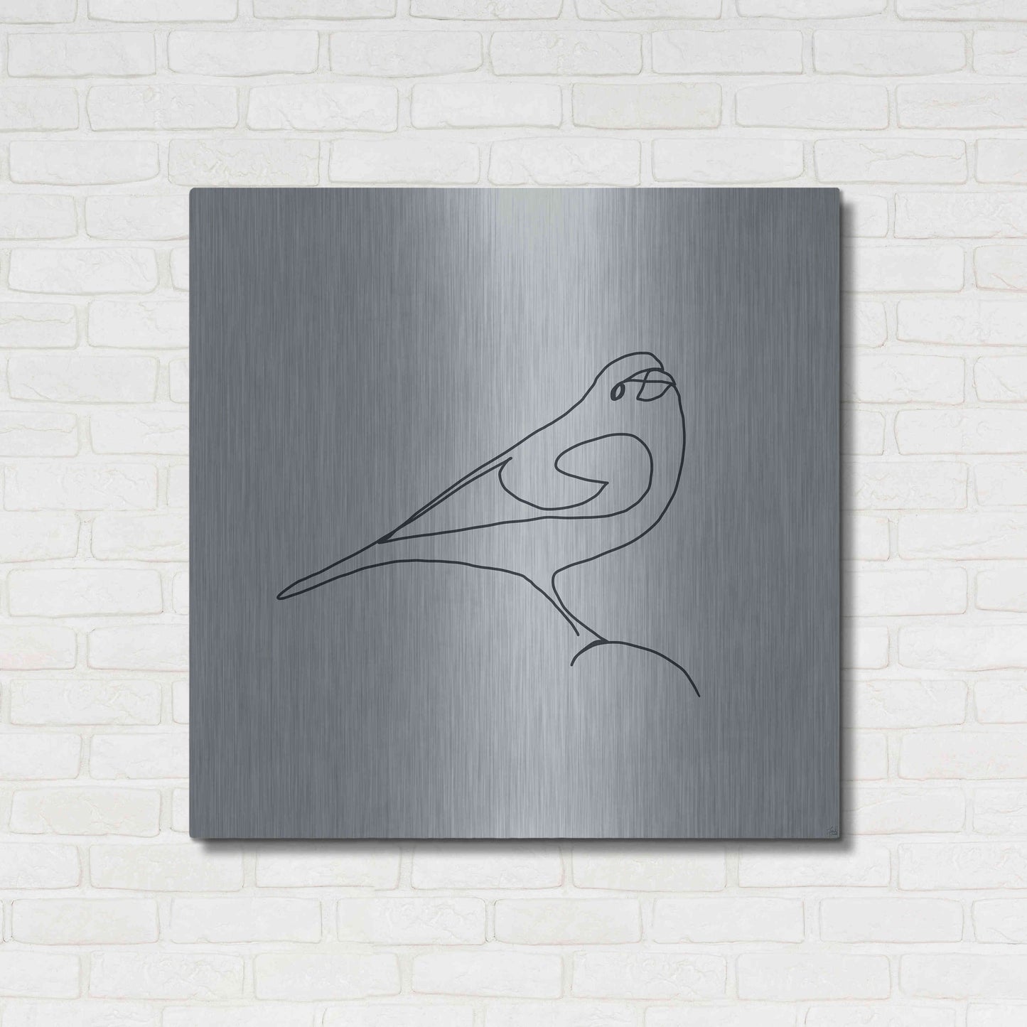 Luxe Metal Art 'Line Bird 1' by Line and Brush, Metal Wall Art,36x36