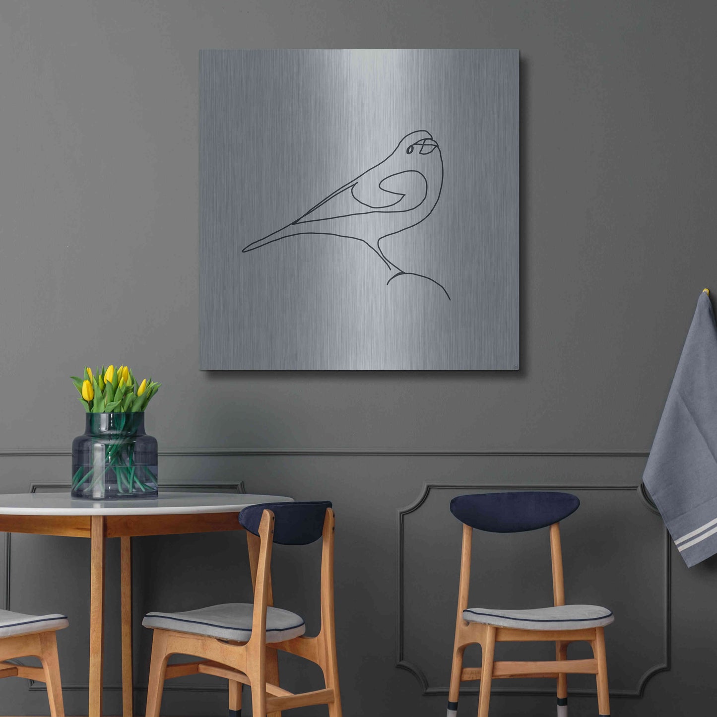 Luxe Metal Art 'Line Bird 1' by Line and Brush, Metal Wall Art,36x36