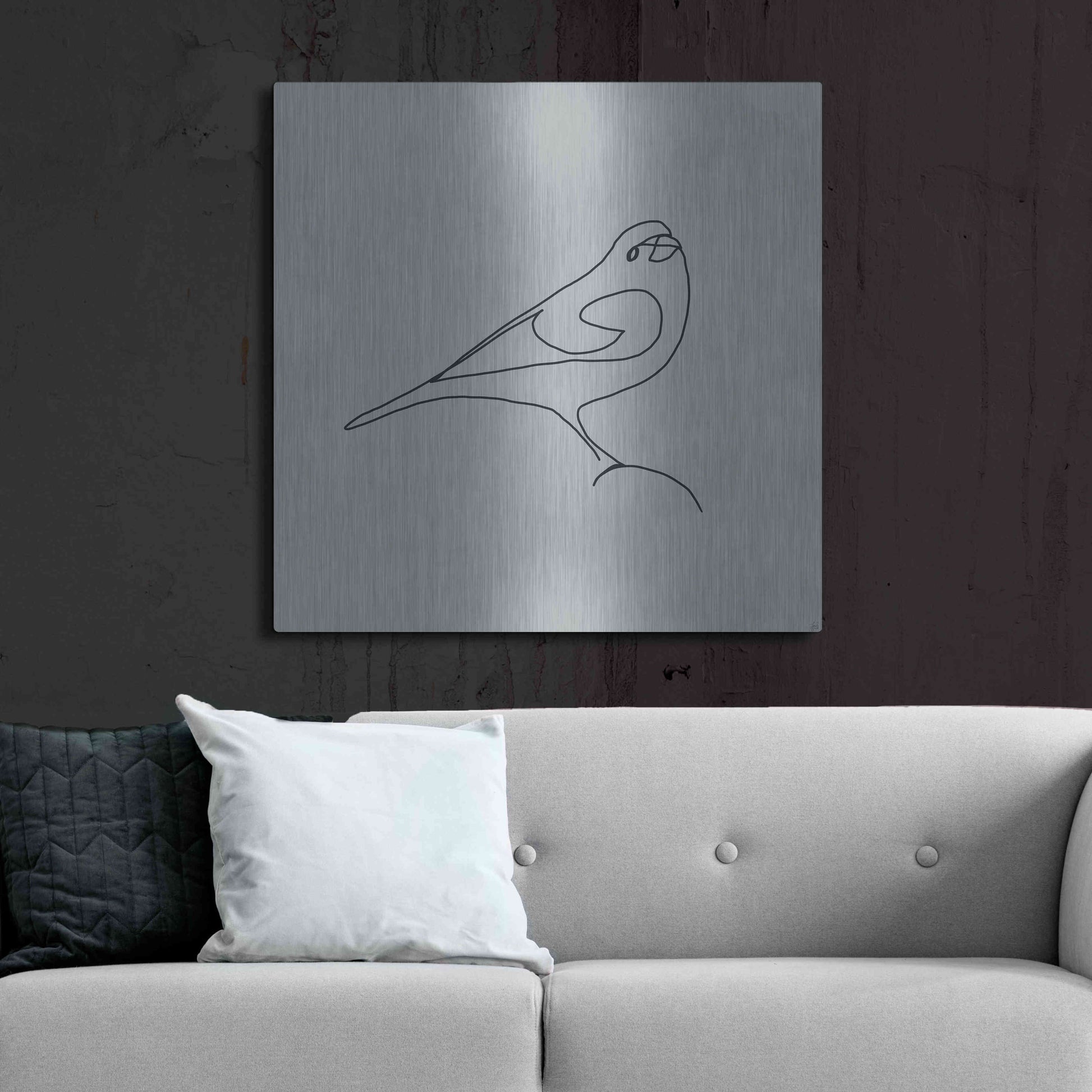 Luxe Metal Art 'Line Bird 1' by Line and Brush, Metal Wall Art,36x36